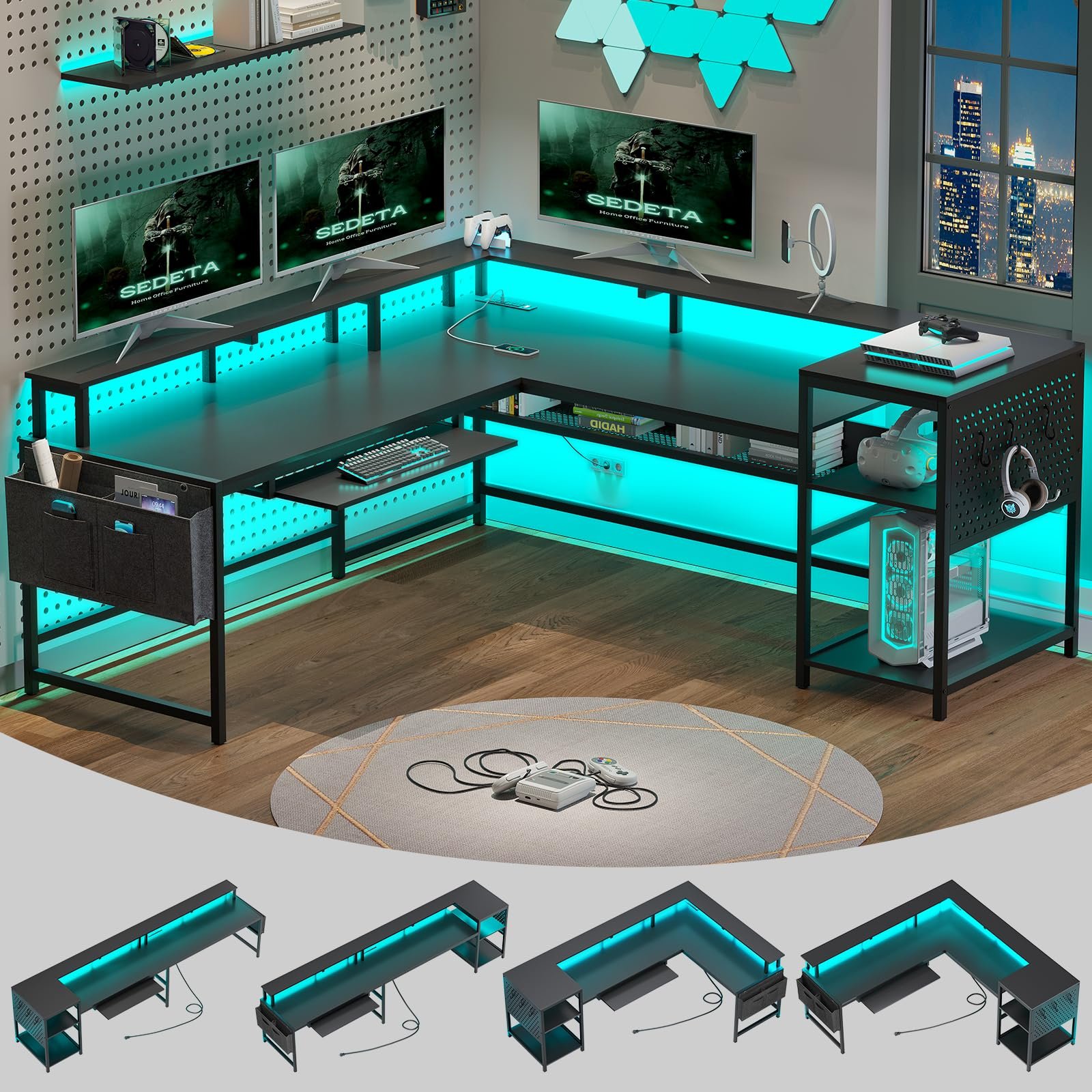 SEDETA L Shaped Gaming Desk