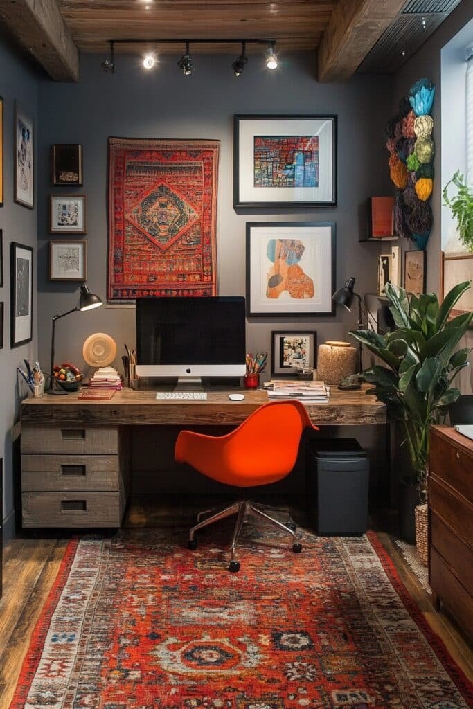 Eclectic Style Basement Workspace