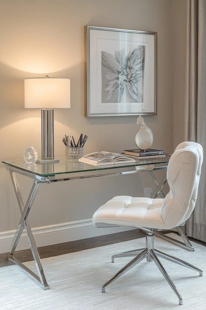 Elegant Glass Top Corner Desk