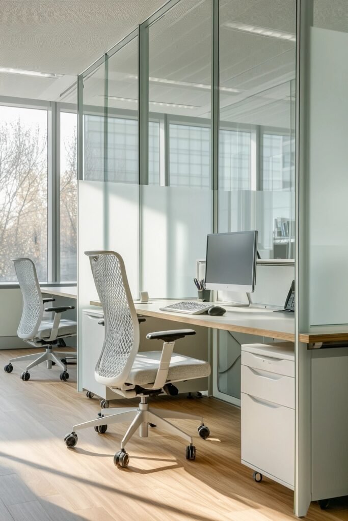 Functional Shared Office with Divider Panels