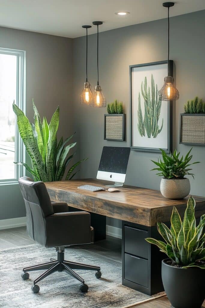 Small Office with Green Accents and Clean Lines
