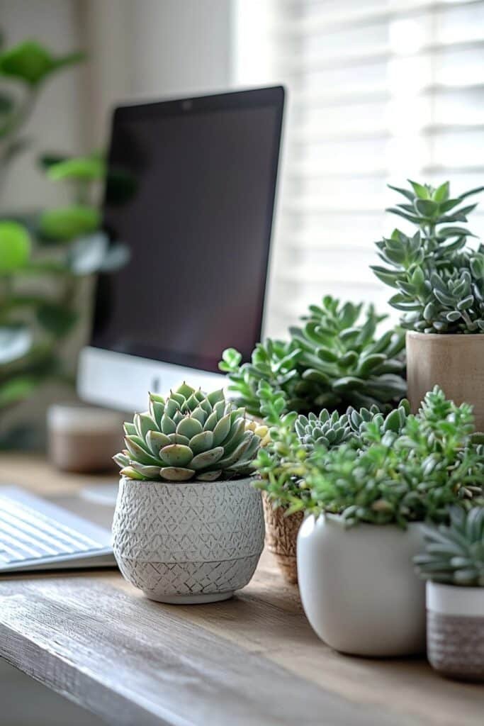 Small Office with Succulent Desk Decor