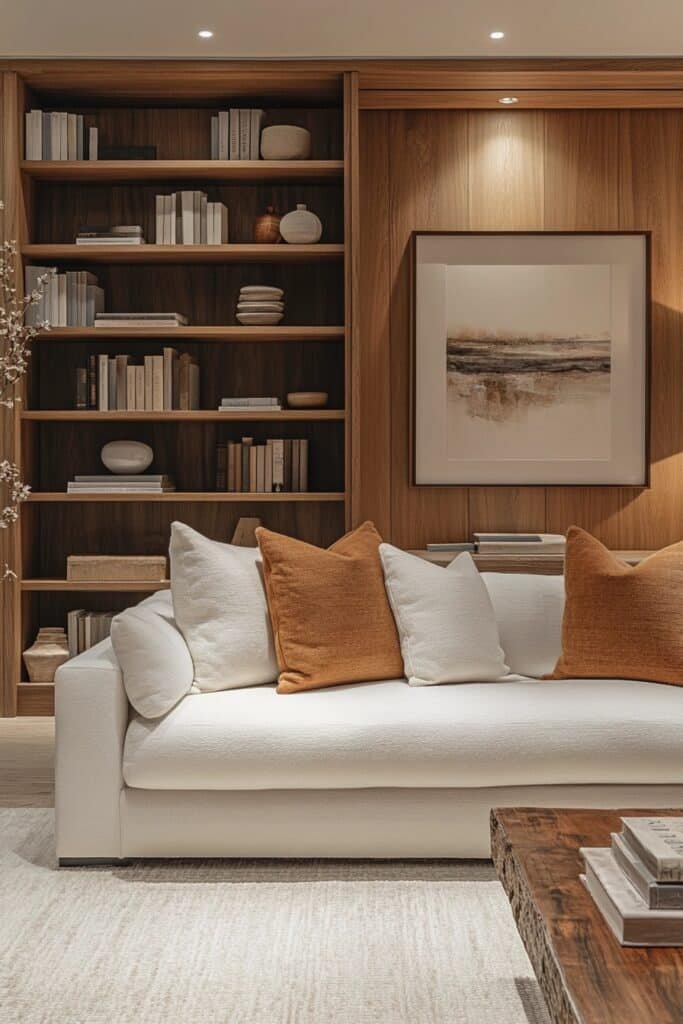 Warm White and Wood Therapist Office
