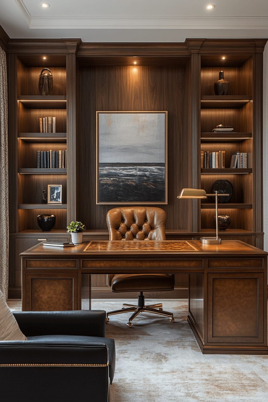 29 Masculine Home Office Vibes for a Sleek and Strong Workspace